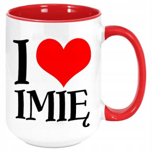 Kubek Duży RED Na WALENTYNKI I Love IMIĘ Top Wzory