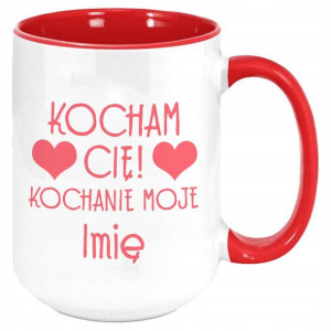 Kubek Duży RED Na WALENTYNKI Kocham Cie Imię Wzory