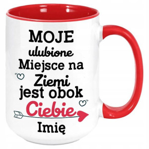 Kubek Duży RED Na WALENTYNKI My World Imię Wzory