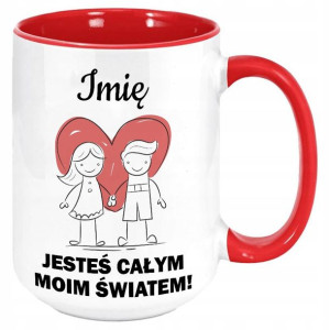 Kubek Duży RED Na WALENTYNKI My World Imię Wzory