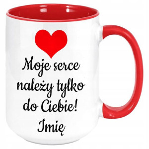 Kubek Duży RED Na WALENTYNKI Serce Moje Imię Wz