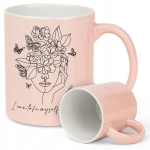 Kubek LIGHT PINK Na Prezent FLOWERS Różne Wzory