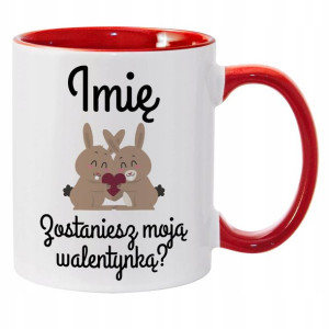 Kubek Red Na Walentynki Bunny BE MINE Imię Wzory