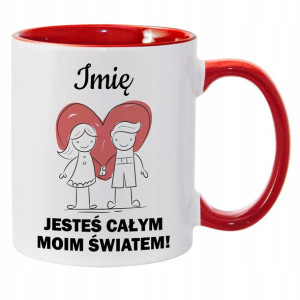 Kubek Red Na Walentynki Cały Mój Świat IMIĘ Wzory