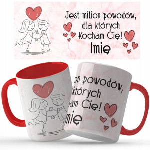 Kubek Red Na Walentynki Dla Niej Dla Niego IMIĘ Wz