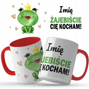 Kubek Red Na Walentynki ŻAJEBIŚCIE KOCHAM IMIĘ Wz