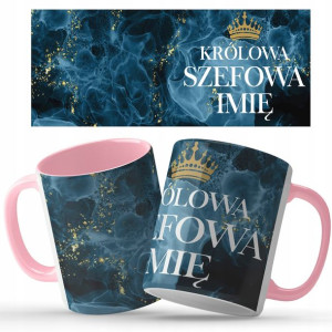 Kubek Różowy Na Prezent KRÓLOWA SZEFOWA IMIĘ Wz