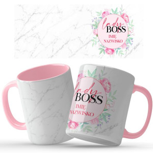 Kubek Różowy Na Prezent LADY BOSS IMIĘ Top Wzory