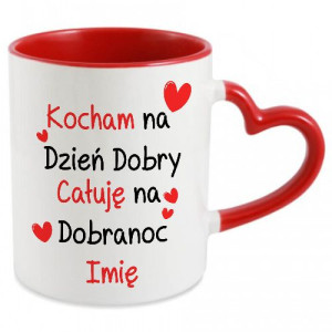 Kubek Serce Na WALENTYNKI Kocham Całuje IMIĘ Wz