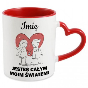 Kubek Serce Prezent WALENTYNKI Mój Świat IMIĘ Wz