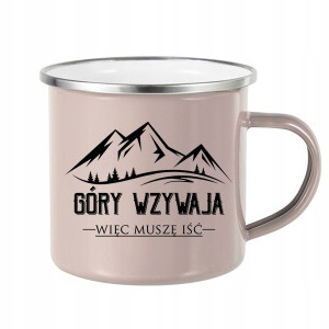 Kubek STALOWY Różowo-Szary dla góromaniaka GÓRY 01