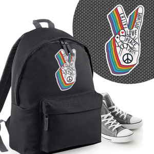 Plecak Do Szkoły Czarny wzór PEACE AND LOVE 01