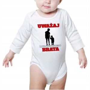Body Dziecięce Białe UWAŻAJ MAM BRATA Wzory 56