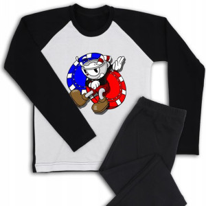 PIŻAMA Piżamka CZARNA CUPHEAD Zabawne Wzory 140 cm