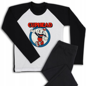 PIŻAMA Piżamka CZARNA CUPHEAD Zabawne Wzory 146 cm