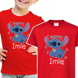 Koszulka Dziecięca 110-116 Stitch Czerw IMIĘ Wzo