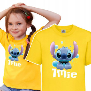 Koszulka Dziecięca 110-116 Stitch Żółta IMIĘ Wzo