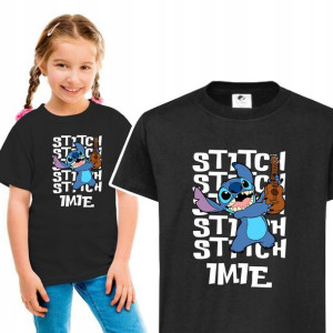 Koszulka Dziecięca 122-128 Lilo i Stitch Czarna Wz