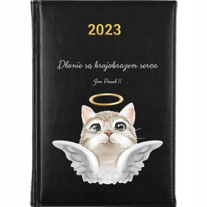 Kalendarz A5 2023 CZARNY Dla Kociary Kotki WZORY
