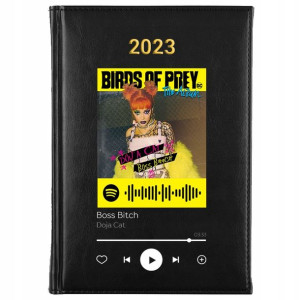Kalendarz A5 2023 CZARNY Kod QR Piosenki Wzory