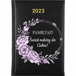 Kalendarz A5 2023 CZARNY Motywacje Sentencje WZORY