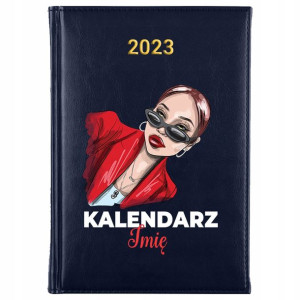 Kalendarz A5 2023 GRANATOWY KOBIETY Dla Pań WZORY