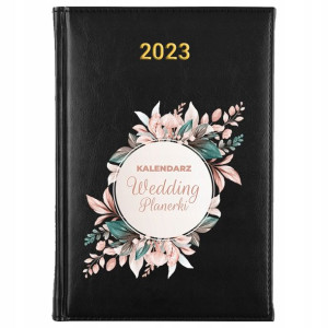 Kalendarz CZARNY A5 2023 Planer Notes Ślubny Wzory