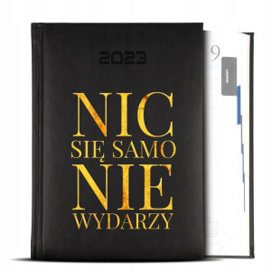 Kalendarz Czarny GOLD 2023 SAMO SIĘ NIE WYDARZY Wz