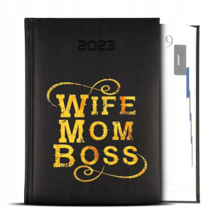 Kalendarz Czarny GOLD 2023 WIFE MOM BOSS Top Wzory