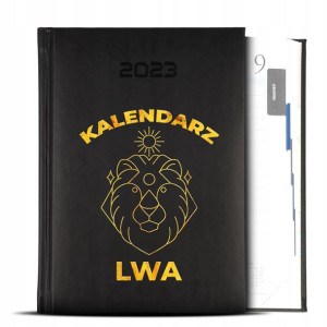Kalendarz Czarny GOLD 2023 Znaki Zodiaku LEW Wzory