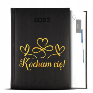 Kalendarz Czarny GOLD Planer 2023 KOCHAM CIĘ Wzory