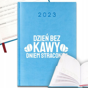 KALENDARZ Planer Błękit A5 2023 DZIEŃ BEZ KAWY Wz