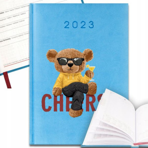 KALENDARZ Planer Błękit A5 2023 TEDDY Cheers Wzory