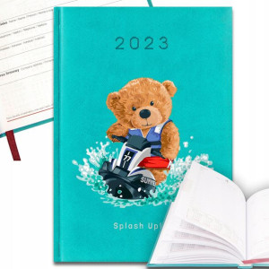 KALENDARZ Planer Turkus A5 2023 TEDDY Misie Wzory