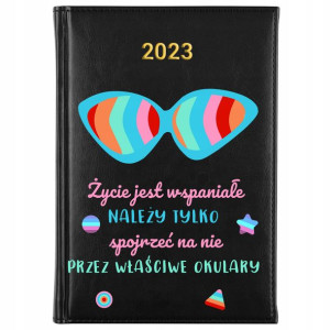Kalendarz Terminarz A5 2023 CZARNY ŚMIESZNE WZORY