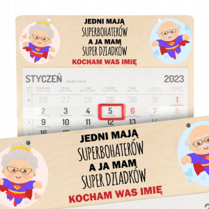 Kalendarz Ścienny Drewniany 2023 DLA BABCI DZIADKA