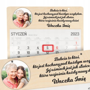 Kalendarz Ścienny Drewniany 2023 DLA BABCI IMIĘ Wz