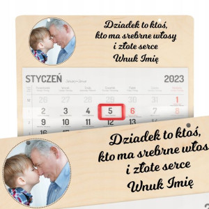 Kalendarz Ścienny Drewniany DLA DZIADKA IMIĘ Wzory