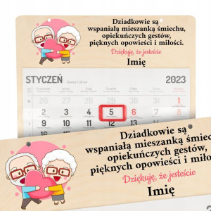Kalendarz Ścienny Drewniany DLA DZIADKÓW IMIĘ Wz