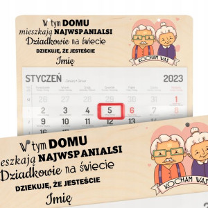 Kalendarz Ścienny Drewniany DLA DZIADKÓW IMIĘ Wz