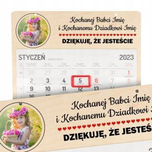 Kalendarz Ścienny Drewniany DLA DZIADKÓW IMIĘ Wz