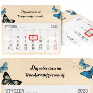 Kalendarz Ścienny Drewno 2023 DAJ SOBIE CZAS Wzory