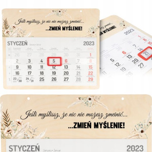 Kalendarz Ścienny Drewno 2023 ZMIEŃ MYŚLENIE Wzory