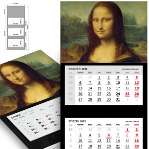 Piękny Trójdzielny Kalendarz 2023 MONA LISA Wzory