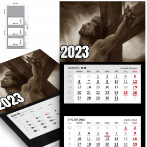 Piękny Trójdzielny Kalendarz 2023 RELIGIJNE Wzory
