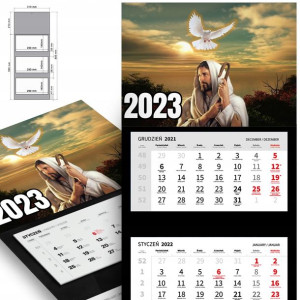 Piękny Trójdzielny Kalendarz 2023 RELIGIJNE Wzory