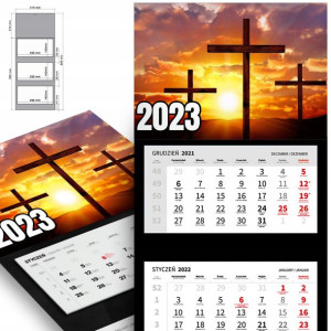Piękny Trójdzielny Kalendarz 2023 RELIGIJNE Wzory