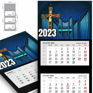 Piękny Trójdzielny Kalendarz 2023 RELIGIJNE Wzory