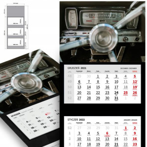 Piękny Trójdzielny Kalendarz 2023 RETRO CAR Wzory