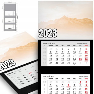 Trójdzielny Kalendarz 2023 DUŻO PIĘKNYCH Top Wzory